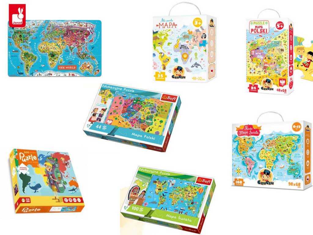 puzzle mapa świata i polski