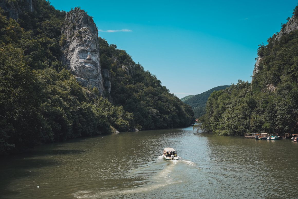 Przełom Dunaju, widok na rzeźbę Decebala